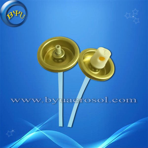 Aerosol valve with golden lacquer for shaving foam spray